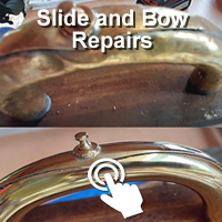 Brass instrument repairs slide and bow fixing